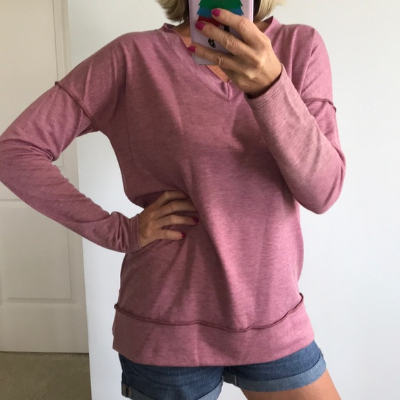 Mauve V Neck Tunic Top - Picture 6 of 8